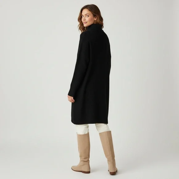 Black Turtleneck Sweater Dress - Picture 4 of 7